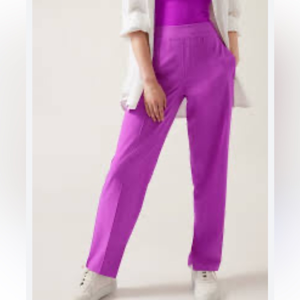 Athleta Brooklyn Heights High Rise Quick Dry Lightweight Purple Pull On Pants, 2